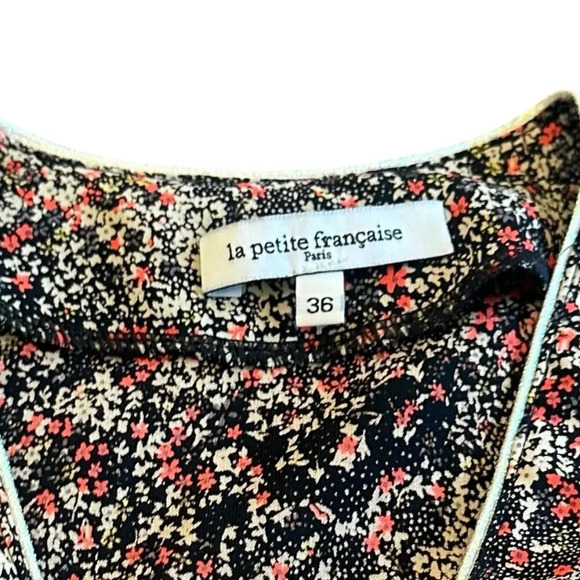 La Petite Francaise Floral Print Mini Dress Gold Trim Size 36 Small Women's - Picture 12 of 12